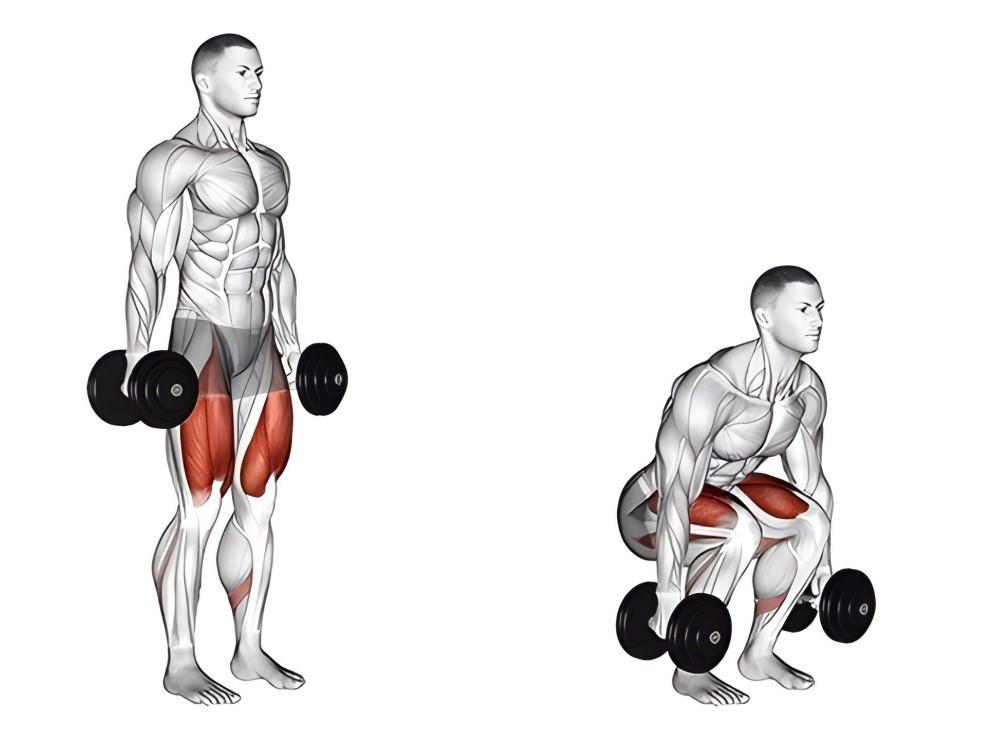 آموزش تصویری حرکت اسکات با دمبل برای تمرینات فانکشنال